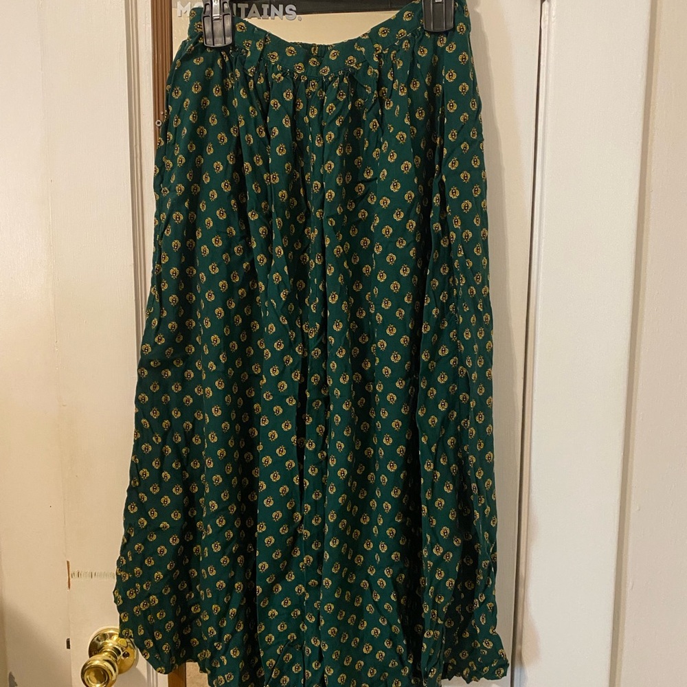 Vintage Green Patterned Women's Skirt